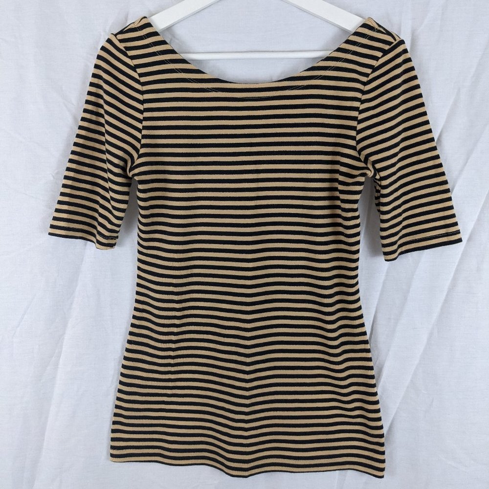 3/$20 Banana Republic Scoop Back Black & Tan Top Size S